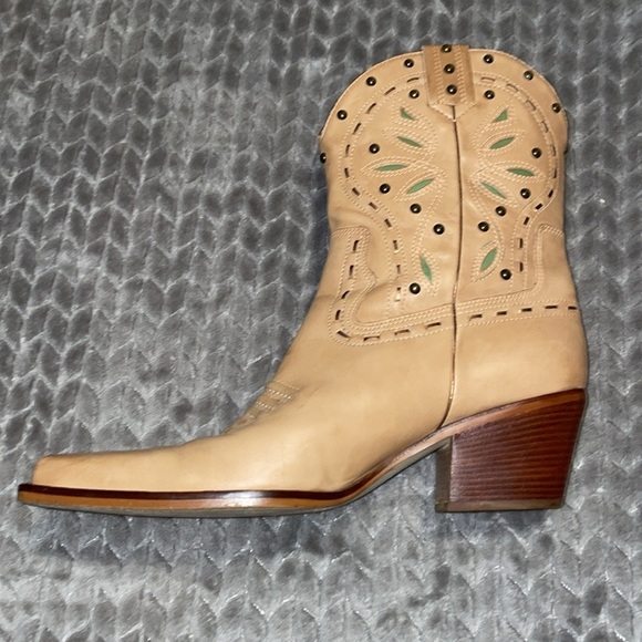 Mercer & Madison Tan Green Genuine Leather Cowgirl Boots.  Size 10‎ - Picture 6 of 12